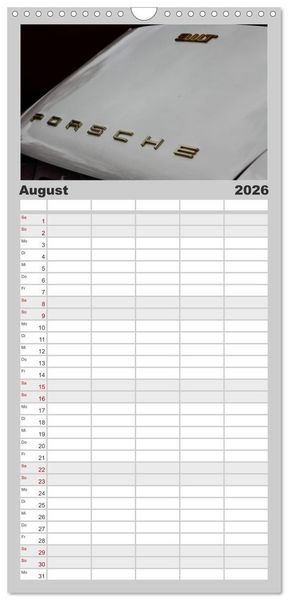 Produktbild: Familienplaner 2026 - Heiligs Blechle - Porsche-Ikonen im Detail mit 5 Spalten (Wandkalender, 21 x 45 cm) CALVENDO