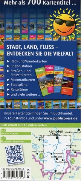 Produktbild: Publicpress Rad- und Wanderkarte Allg&auml;u, Kempten, Oberstdorf, Sonthofen, Bad Hindelang 1:50.000