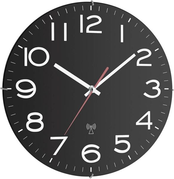 Produktbild: TFA Dostmann 60.3509 Funk Wanduhr 30mm x 40mm Schwarz