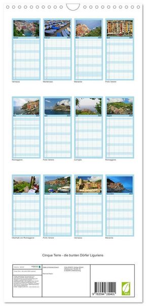 Produktbild: Familienplaner 2027 - Cinque Terre - die bunten D&ouml;rfer Liguriens mit 5 Spalten (Wandkalender, 21 x 45 cm) CALVENDO