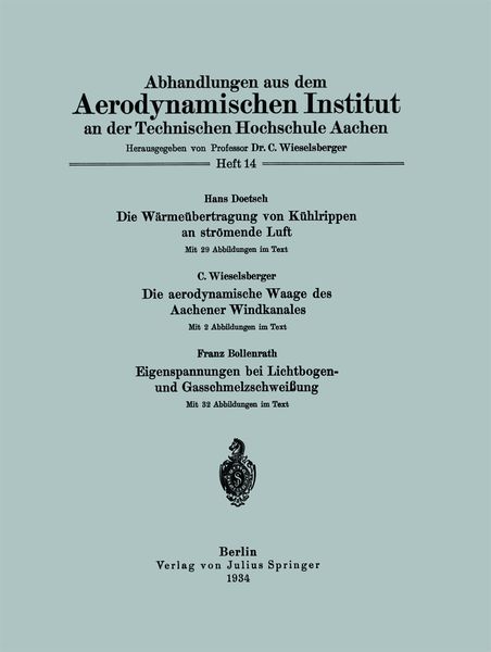 Produktbild: Abhandlungen aus dem Aerodynamischen Institut an der Technischen Hochschule Aachen