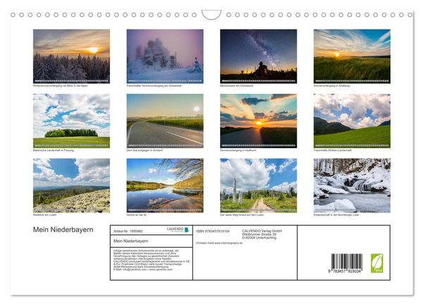Produktbild: Mein Niederbayern (Wandkalender 2026 DIN A3 quer), CALVENDO Monatskalender