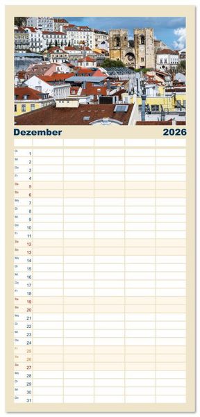 Produktbild: Familienplaner 2026 - Mein Lissabon mit 5 Spalten (Wandkalender, 21 x 45 cm) CALVENDO