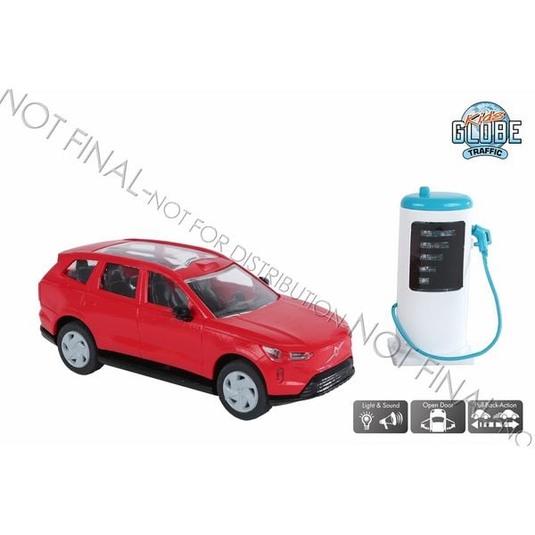 Produktbild: Die Cast Modellauto Volvo EX90 rot 13,5cm Pull Back mit Ladestation