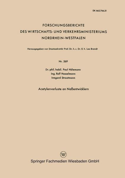 Produktbild: Acetylenverluste an Na&szlig;entwicklern