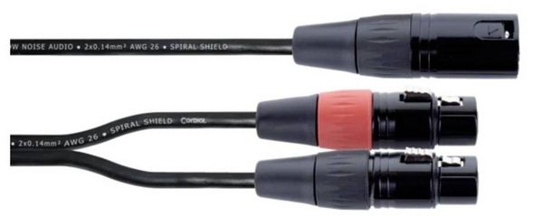Produktbild: Cordial EY 0,3 MFF XLR Y-Adapter [1x XLR-Stecker 3 polig - 2x XLR-Buchse 3 polig] 0.30 m Schwarz