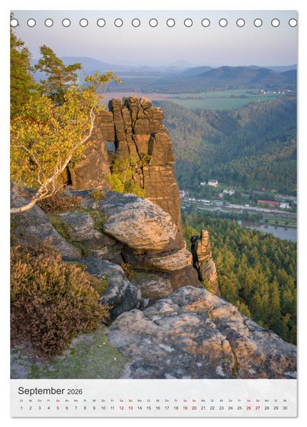 Produktbild: Bastei und Lilienstein - Unterwegs an zwei m&auml;rchenhaften Orten in der S&auml;chsischen Schweiz (Tischkalender 2026 DIN A5 hoch), CALVENDO Monatskalender