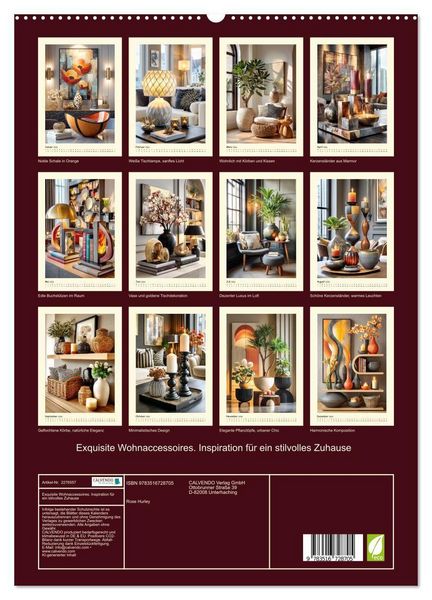 Produktbild: Exquisite Wohnaccessoires. Inspiration f&uuml;r ein stilvolles Zuhause (hochwertiger Premium Wandkalender 2026 DIN A2 hoch), Kunstdruck in Hochglanz