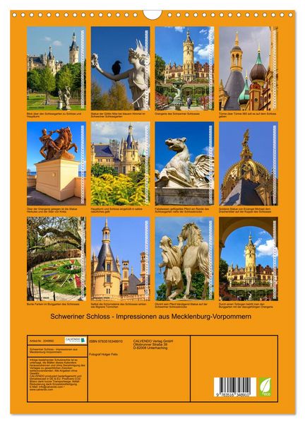 Produktbild: Schweriner Schloss - Impressionen aus Mecklenburg-Vorpommern (Wandkalender 2026 DIN A3 hoch), CALVENDO Monatskalender