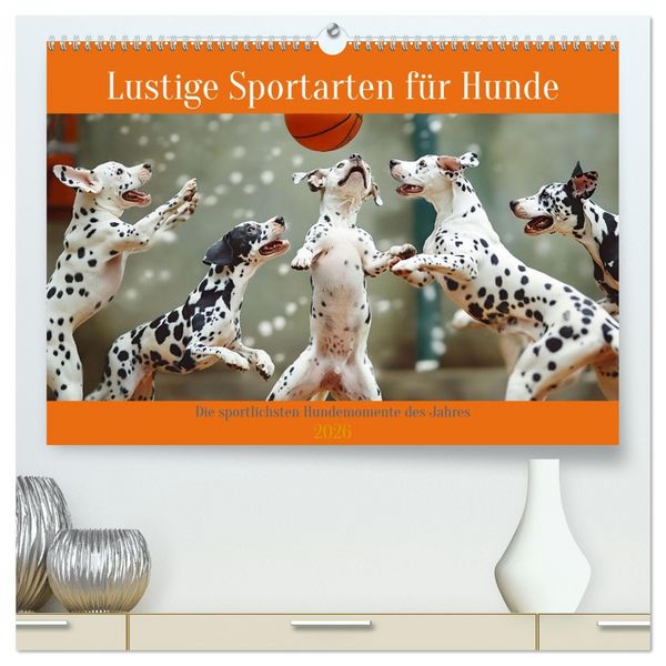 Produktbild: Lustige Sportarten f&uuml;r Hunde (hochwertiger Premium Wandkalender 2026 DIN A2 quer), Kunstdruck in Hochglanz