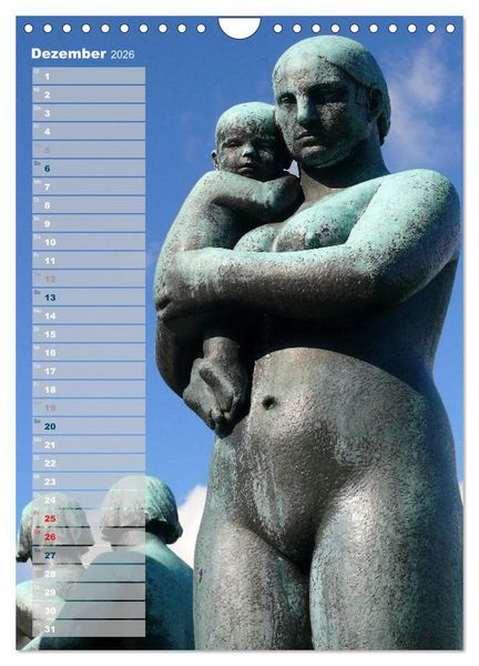 Produktbild: Skulpturen im Vigeland-Park Oslo (Wandkalender 2026 DIN A4 hoch), CALVENDO Monatskalender