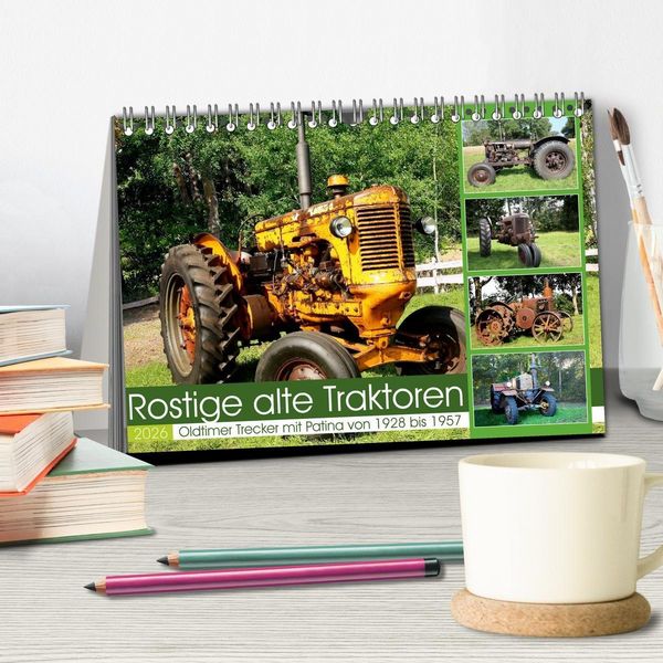 Produktbild: Rostige alte Traktoren (Tischkalender 2026 DIN A5 quer), CALVENDO Monatskalender