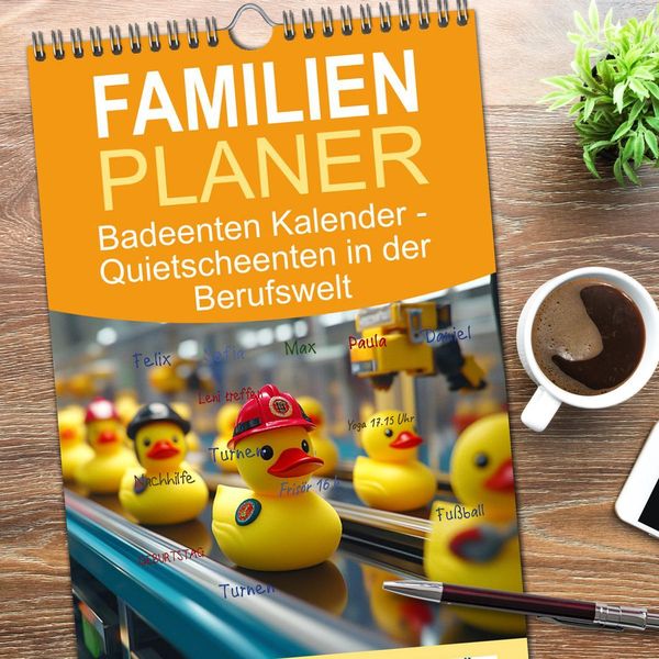 Produktbild: Familienplaner 2026 - Badeenten Kalender - Quietscheenten in der Berufswelt mit 5 Spalten (Wandkalender, 21 x 45 cm) CALVENDO
