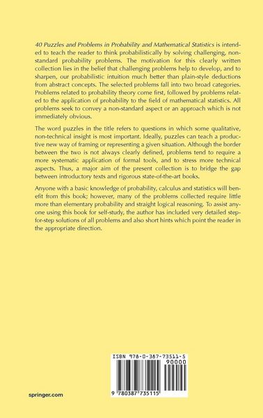 Produktbild: 40 Puzzles and Problems in Probability and Mathematical Statistics