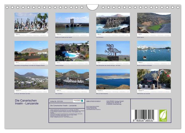 Produktbild: Die Canarischen Inseln - Lanzarote (Wandkalender 2026 DIN A4 quer), CALVENDO Monatskalender