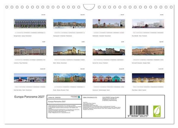 Produktbild: Europa Panorama 2027 (Wandkalender 2027 DIN A4 quer), CALVENDO Monatskalender