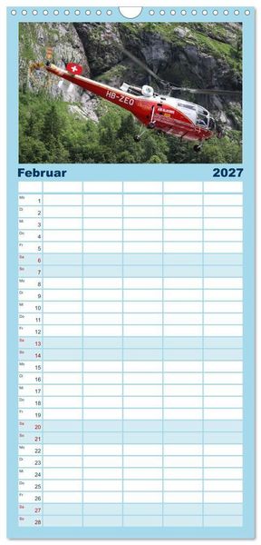 Produktbild: Familienplaner 2027 - Helikopter in der Luft mit 5 Spalten (Wandkalender, 21 x 45 cm) CALVENDO