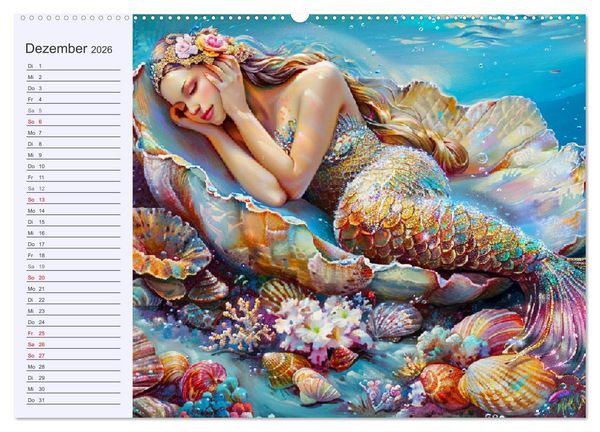 Produktbild: Meerjungfrauen. Zauberhafte Nixen-Paintings (hochwertiger Premium Wandkalender 2026 DIN A2 quer), Kunstdruck in Hochglanz