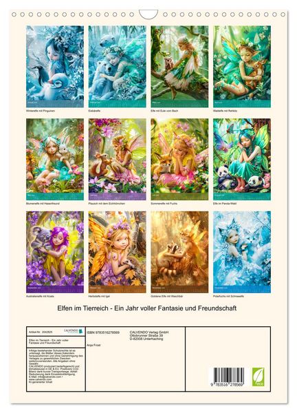 Produktbild: Elfen im Tierreich - Ein Jahr voller Fantasie und Freundschaft (Wandkalender 2026 DIN A3 hoch), CALVENDO Monatskalender