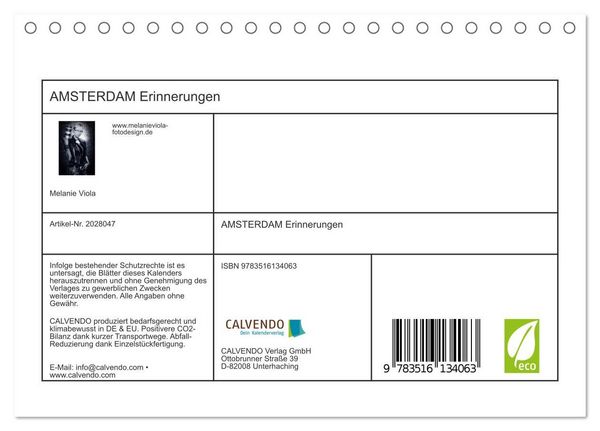 Produktbild: AMSTERDAM Erinnerungen (Tischkalender 2026 DIN A5 quer), CALVENDO Monatskalender