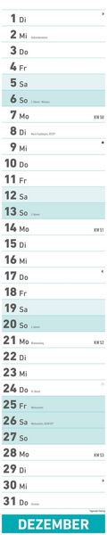 Superplaner 2026 - Streifenkalender 17x85 cm - mit Ringbindung - viel Platz für Notizen - Langplaner - Wandkalender - Küchenkalender - Alpha Edition