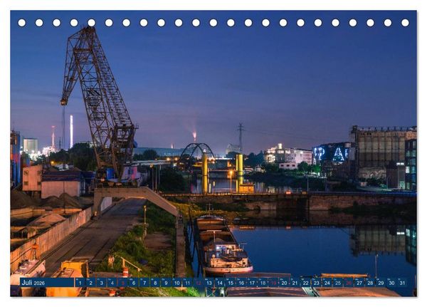 Produktbild: Mannheim 2026 - wenn es Nacht wird im Hafen (Tischkalender 2026 DIN A5 quer), CALVENDO Monatskalender
