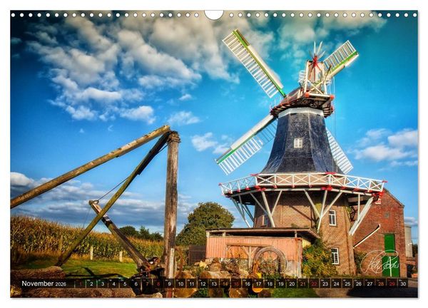Produktbild: Friesland - Die Friesische M&uuml;hlenstra&szlig;e (Wandkalender 2026 DIN A3 quer), CALVENDO Monatskalender