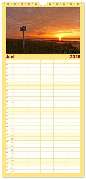 Produktbild: Familienplaner 2026 - Sonnenunterg&auml;nge, an der Nordseek&uuml;ste vor Cuxhaven mit 5 Spalten (Wandkalender, 21 x 45 cm) CALVENDO