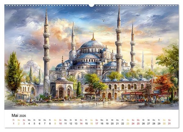 Produktbild: Stadtpoesie in sanften Farben (hochwertiger Premium Wandkalender 2026 DIN A2 quer), Kunstdruck in Hochglanz