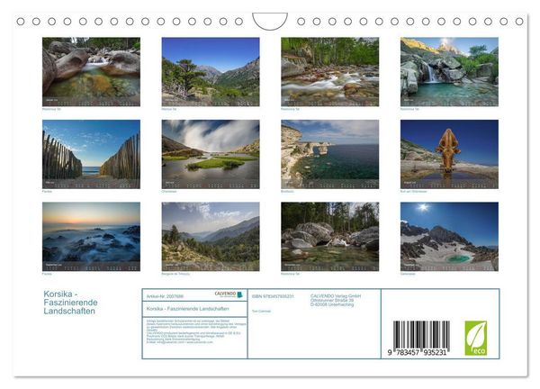 Produktbild: Korsika - Faszinierende Landschaften (Wandkalender 2026 DIN A4 quer), CALVENDO Monatskalender