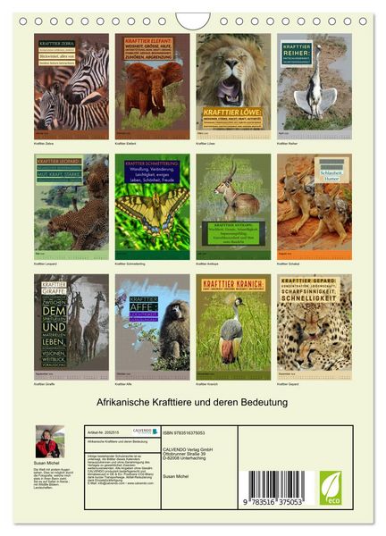 Produktbild: Afrikanische Krafttiere und deren Bedeutung (Wandkalender 2026 DIN A4 hoch), CALVENDO Monatskalender