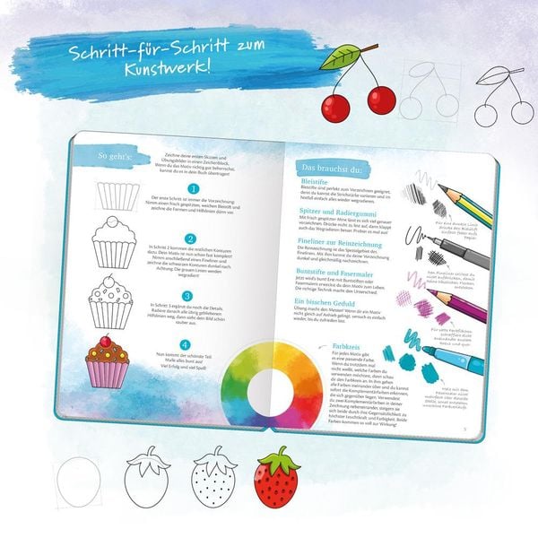 Produktbild: Tr&ouml;tsch Erste Zeichenschule 100 Motive Zeichnen in 4 Schritten Malbuch