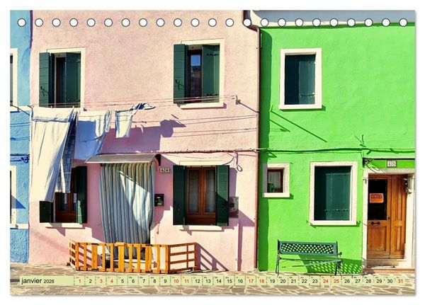 Produktbild: Le linge de Burano (Calendrier de bureau 2026 DIN A5 vertical), CALVENDO calendrier mensuel