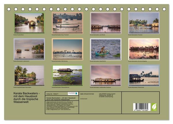 Produktbild: Kerala Backwaters - mit dem Hausboot durch die tropische Wasserwelt (Tischkalender 2026 DIN A5 quer), CALVENDO Monatskalender