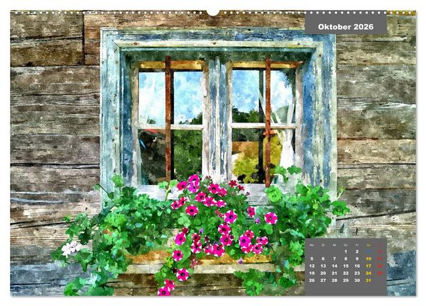Produktbild: Heimatliches Bayern in Aquarell (hochwertiger Premium Wandkalender 2026 DIN A2 quer), Kunstdruck in Hochglanz