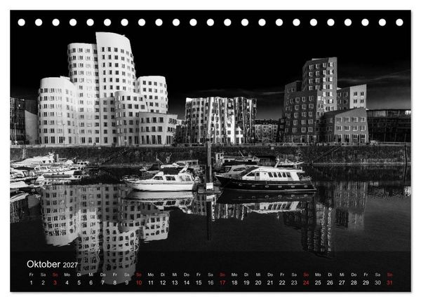 Produktbild: D&uuml;sseldorf Ansichten in Schwarz-Wei&szlig; (Tischkalender 2027 DIN A5 quer), CALVENDO Monatskalender