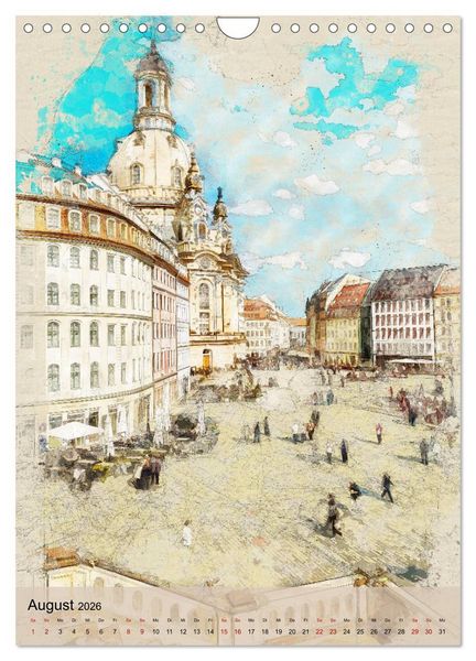 Produktbild: Dresden wie gemalt (Wandkalender 2026 DIN A4 hoch), CALVENDO Monatskalender