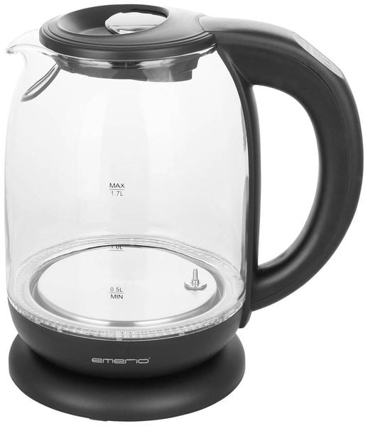 EMERIO WK-119255.5 Wasserkocher schnurlos Glas, Schwarz Fassungsvermögen: 1.7l