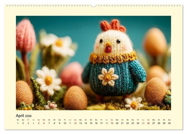 Produktbild: Flauschiger Bauernhof. Gestrickte Tierchen f&uuml;r Herz und Seele (hochwertiger Premium Wandkalender 2026 DIN A2 quer), Kunstdruck in Hochglanz