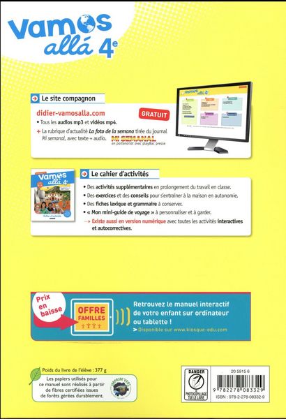 Produktbild: Vamos all&aacute; 4e, Espagnol LV2 A1-A1+, cycle 4, 2&egrave;me ann&eacute;e