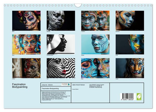 Produktbild: Faszination Bodypainting (Wandkalender 2026 DIN A3 quer), CALVENDO Monatskalender