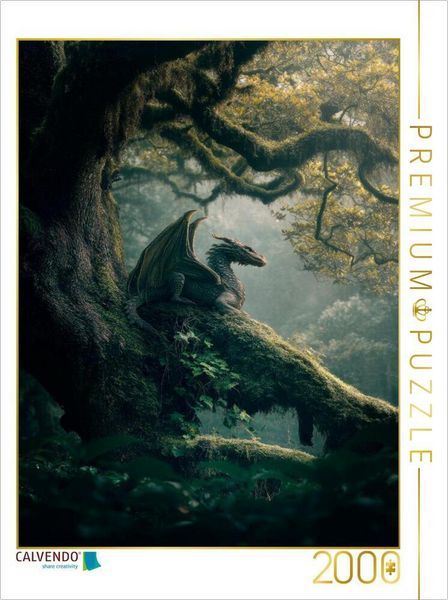 CALVENDO Puzzle Drachen - Im Schatten des Weltenbaums | 2000 Teile Lege-Größe 90 × 67 cm Foto-Puzzle für glückliche Stunden