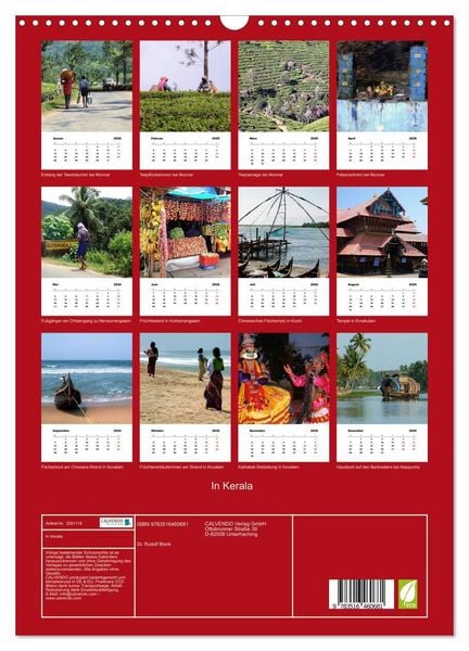 Produktbild: In Kerala (Wandkalender 2026 DIN A3 hoch), CALVENDO Monatskalender