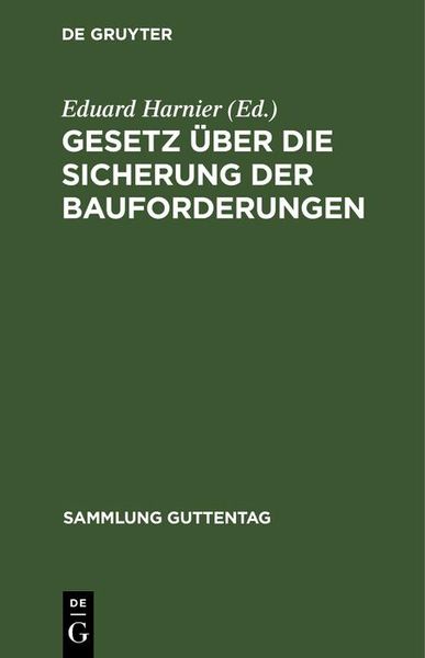 Produktbild: Gesetz &uuml;ber die Sicherung der Bauforderungen