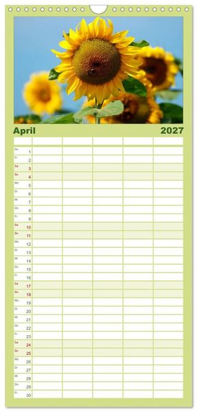 Produktbild: Familienplaner 2027 - Sonnenblumen mit 5 Spalten (Wandkalender, 21 x 45 cm) CALVENDO