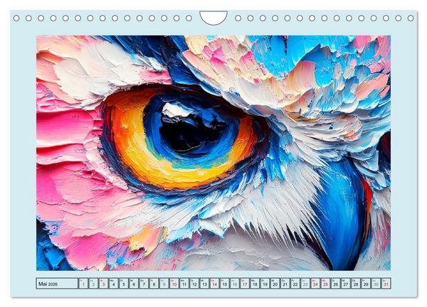 Produktbild: Eulen. Entz&uuml;ckende Paintings (Wandkalender 2026 DIN A4 quer), CALVENDO Monatskalender