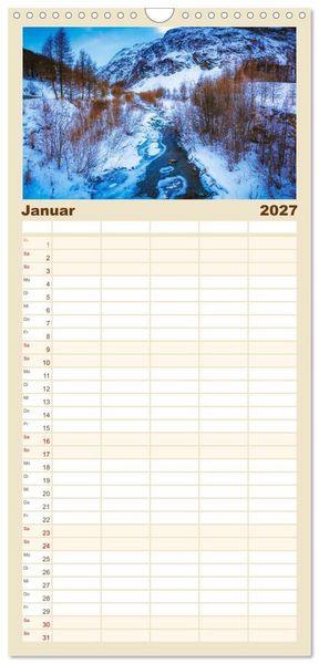 Produktbild: Familienplaner 2027 - Flusswelt Schweiz mit 5 Spalten (Wandkalender, 21 x 45 cm) CALVENDO