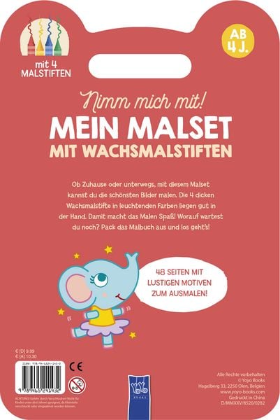 Produktbild: Nimm mich mit: Mein Malset mit Wachsmalstiften 4+ (Cover Elefant)