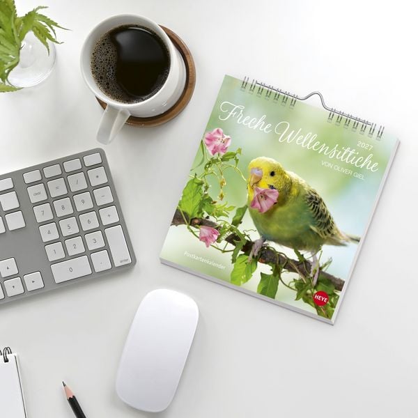 Produktbild: Freche Wellensittiche Postkartenkalender 2027