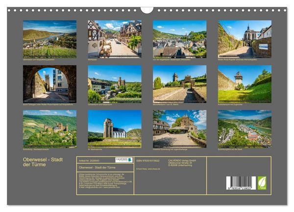 Produktbild: Oberwesel - Stadt der T&uuml;rme (Wandkalender 2026 DIN A3 quer), CALVENDO Monatskalender